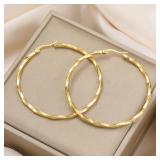 Cazador Geometric Hoop Earrings Women Real Gold...