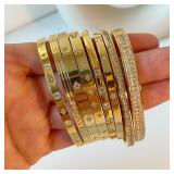 New Waterproof Cubic Zirconia Bangles Stainless...
