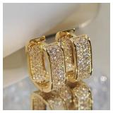 Huitan Korean Fashion Paved CZ Hoop Earrings...