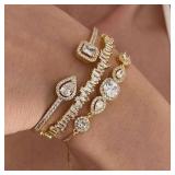 ZAKOL 3pcs AAA Cubic Zirconia Adjustable Open...