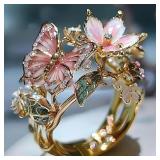 Aesthetic Flower Butterfly Rings for Female...