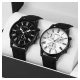 2PCS Set Couple Fashion Casual Leather Watches...