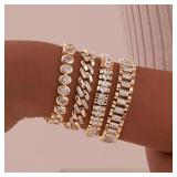 Paperclip Chain Bracelet 14K Gold Plated Cubic...