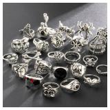 24 Pcs Gothic Skeleton Unisex Ring Set Punk...