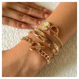 Punk Cuban Link Chain Coin Pendant Bracelet for...