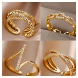 Zircon Geometric Rings For Women Gold Color...