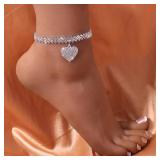 Huitan Rhinestone Chain Women's Anklets Silver...