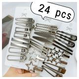 24Pcs/Set Y2K Silver Metal Hair Clips for Women...