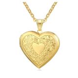 Romantic Heart Locket Pendants Female Gold...