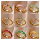 Mini Zircon Green Rings For Women Stainless...