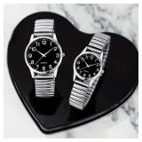 2PCS Fashion Couple Watches Simple Arabic Dial...