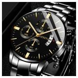 Luxury Stainless Steel Men Calendar Quartz...