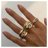 Salircon 6Pcs/set Inlaid Purple zircon...