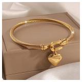 18k Gold Color Stainless Steel Heart Pendant...