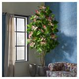82 Large Artificial Ficus Tree Fake Magnolia...