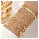 10 Pcs Vintage Statement Gold Color Flat Snake...