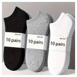 10 pairs Unisex Comfort-Fit Ankle Socks For...