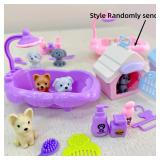 Cute Dog Pet Basket Family Toys Dog Doll Set...