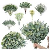 25Pcs Artificial Mixed Eucalyptus Leaves Stems...