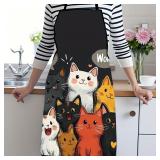 Cute Cat Pattern Polyester Apron  Vibrant...
