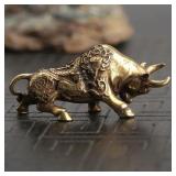 Brass Bullfighting Statue, Lucky Copper Animal...
