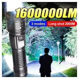 Powerful LED Flashlight USB Rechargeable Torch...