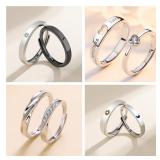 New Simple Couple Rings Silver Color Sun Moon...