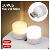 10Pcs Mini USB Night Light Warm White Eye...