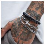 4 Pcs Stainless Steel Bracelet Set For Men...