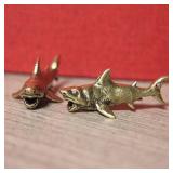 Brass Shark Animal Figurines Miniatures Desktop...