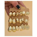 9PAIRS/Set Fashionable &Golden Starfish,...