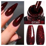 MEET ACROSS 7ml Red Gel Nail Polish Crystal...