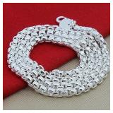 925 Sterling Silver Necklace round box chain...