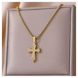 Stainless Steel Cross Necklaces For Women Men...
