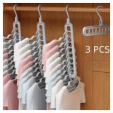 3pcs, Plastic 9-Hole Foldable Hangers, Heavy...