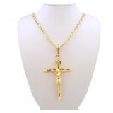Gold-plated chain Jesï¿½s Pendant Cross necklace
