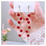 New Fashion Red Purple Rose Flower Dangle...