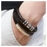 Trendy Leather Bracelets For Men Stainless...