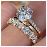 Huitan Gorgeous 3Pcs Set of Rings Female Luxury...