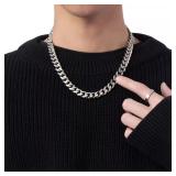 7mm Stainless Steel Cuban Link Chain Classic...