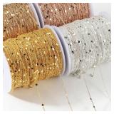 2 Meters Sequins O-word Chain Disc Copper Chain...