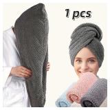 Solid color hair towel Textured dry hair cap...