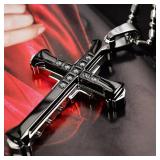 2024 New Male Crystal Cross Jesus Pendant...