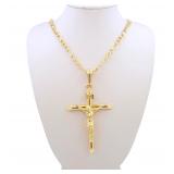 Gold-plated chain Jesï¿½s Pendant Cross necklace