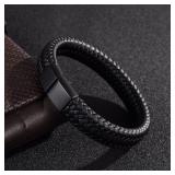 Retro Men's Leather Open Bangle, Simple...