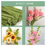 100 Pieces Pipe Cleaners Chenille Stem, Green...