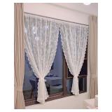 Floral Lace Sheer Rod Pocket Curtain Panel