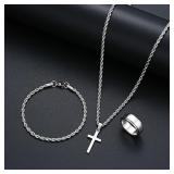 Stainless Steel Simple Jewelry Set For Men...