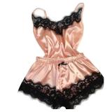 Summer Lace Silk Pajama Set for Women Sleepwear...
