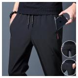 Men's Casual Pants Straight Slim Fit Elastic...